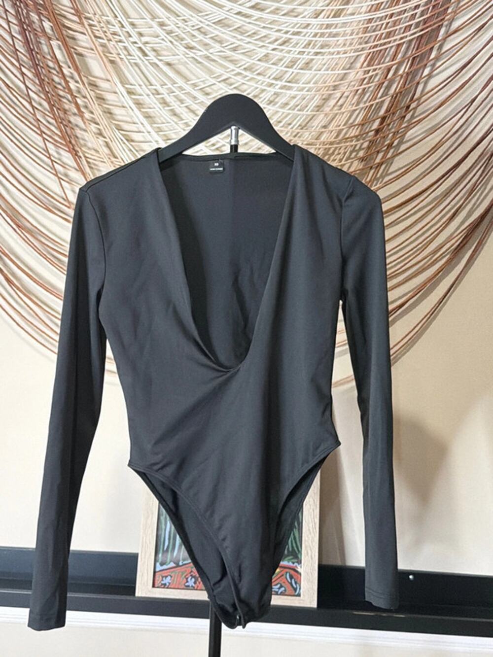 3 for $9 Shein plunge V-neck bodysuit black XS 3130